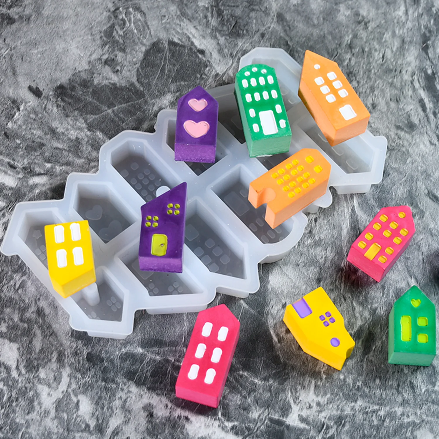 DIY Mini European House Silicone Mold Epoxy Resin Mold Christmas Miniature Landscape Ornament Mold