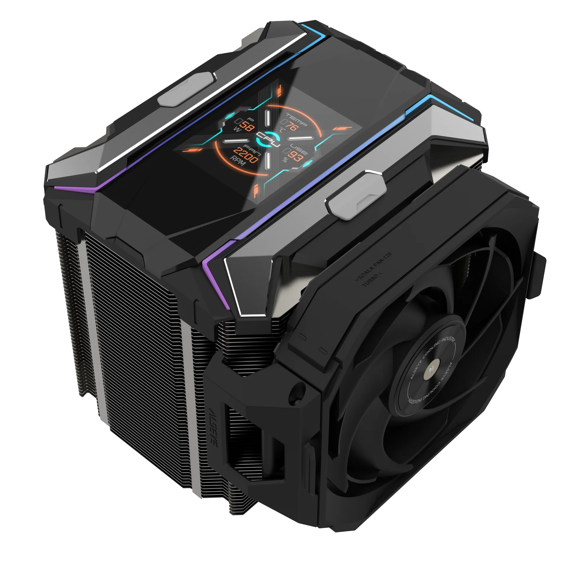 ALSEYE I600 PRO Air-cooled cpu radiator 2.83-inch screen 6 heat pipes with dual platform clamps Low-noise dual fans