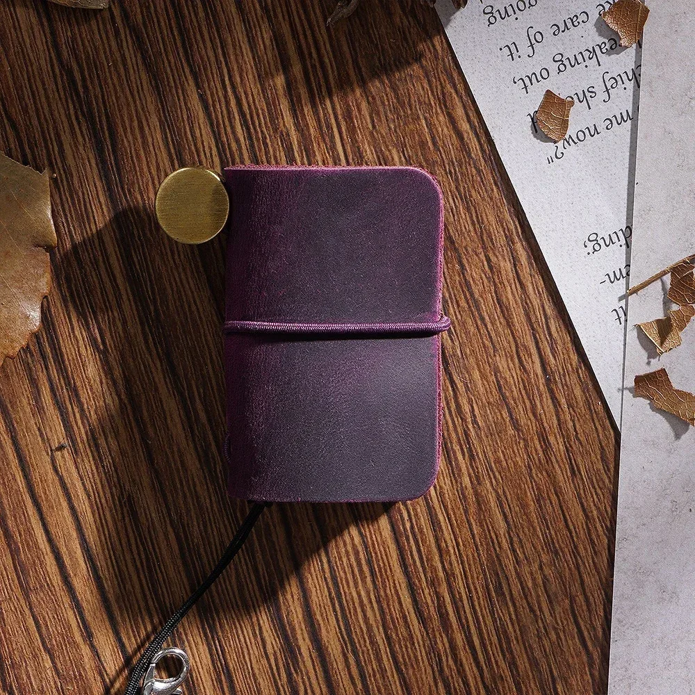 Mini Vintage Notebook Handmade Leather Notepad Portable Travel Diary Journal Planner Schedule Organizer Kawaii Stationery Office