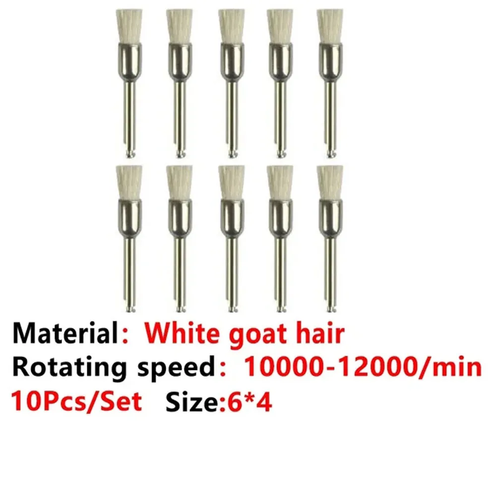 10pcs Dental Polisher Resin Natural Goat Hair/Ceramic Tooth Soft Polishing Brush, Suitable for Polishing Wheel Low Speed Grindin