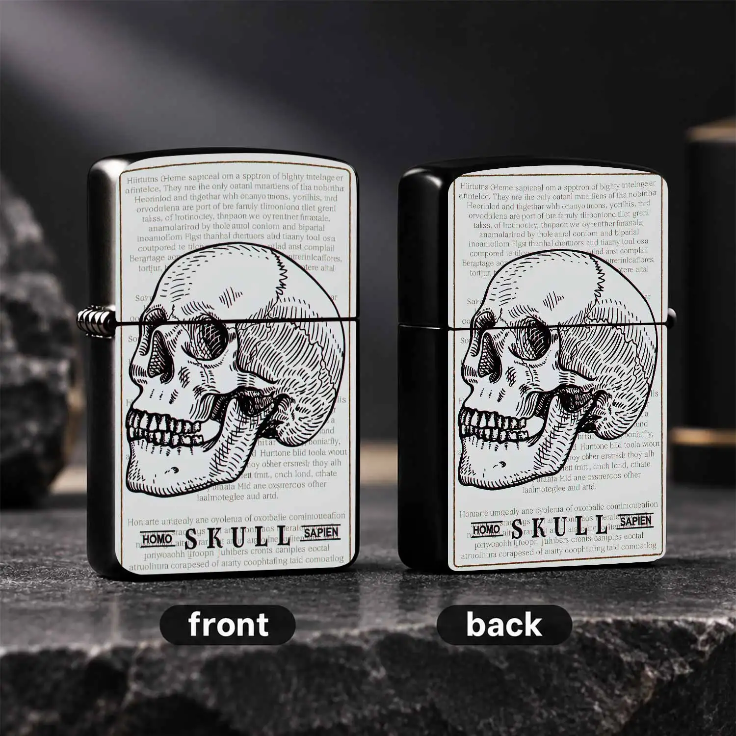 Vintage Line Art Homo Sapiens Skull Themed Pocket Lighter, Full-Scenario Applicable Creative Stylish Accessory, Ideal For Daily Carrying, Outdoor Activities, Gifting And Art Collection, Distinctive Decor Item With Retro A Humorous And Inter