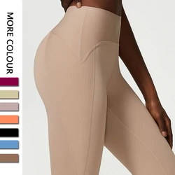 Calças de ioga de nylon de alto estiramento para mulheres, sentimento nu, leggings de cintura alta, calças justas de ginástica, roupas femininas de atletismo, sexy