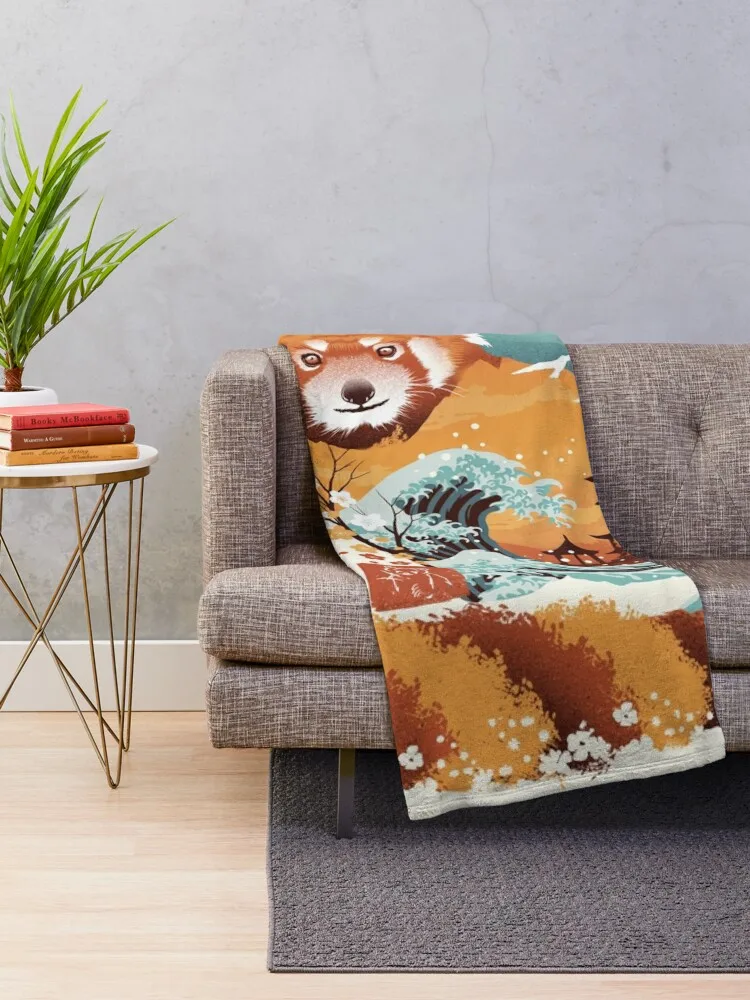 Ukiyo e Red Panda Throw Blanket Soft Plaid Hairys Summer for winter Kid'S Blankets