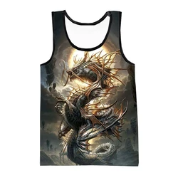 Dragon 3D Print Tank Tops Men's Fashion Streetwear Oversized Sleeveless Tank Top Bodybuilding Fitness Gym Male Vest Man Clothing