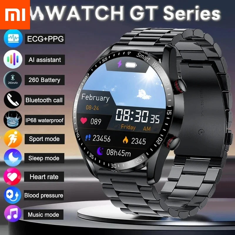 

Xiaomi 101, новые умные часы с голосовым вызовом для мужчин, серия GT, 1,53-дюймовый AMOLED-экран, спортивные часы, ЭКГ + PPG, умные часы для здоровья для Android