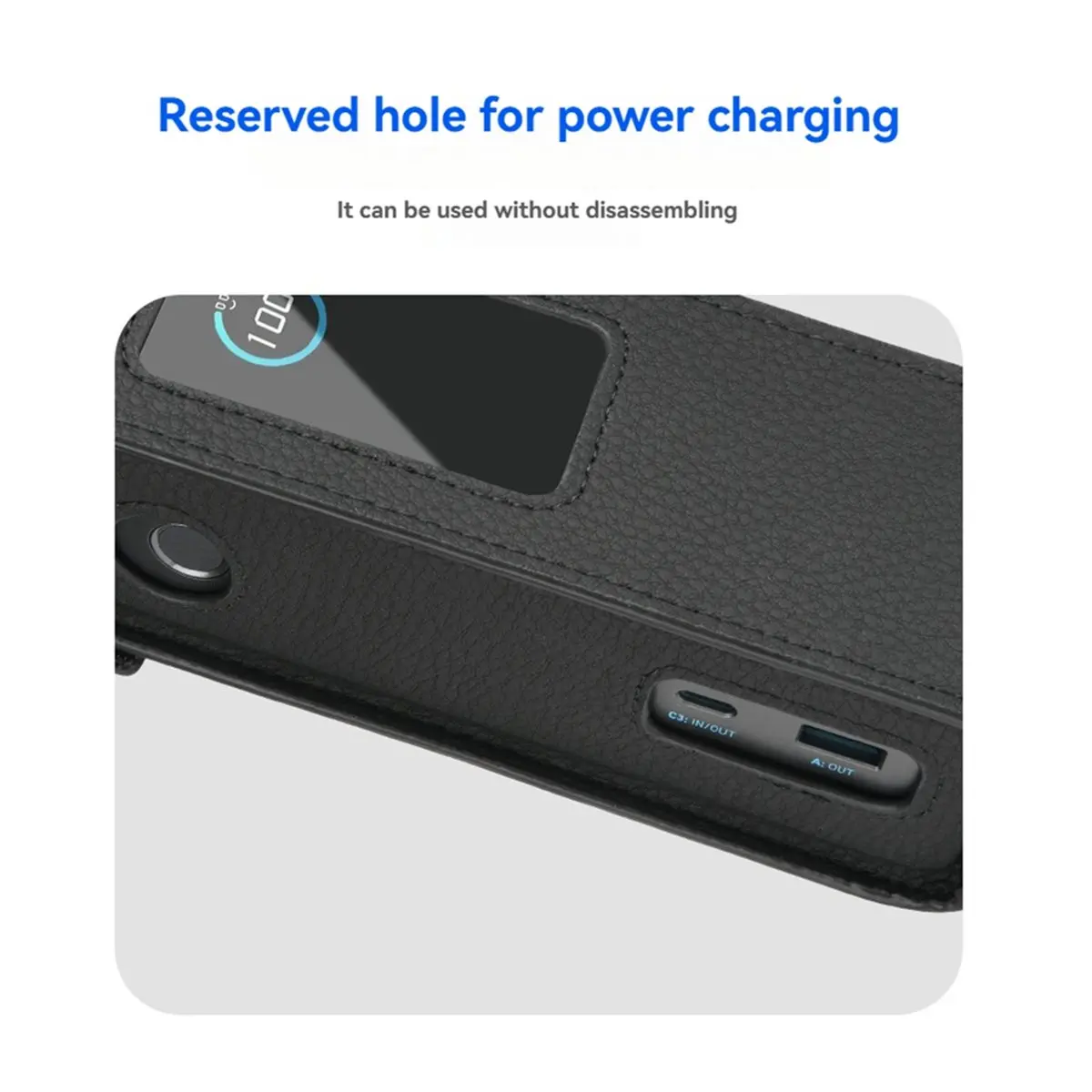 Funda de cuero PU para banco de energía para portátil (25.000 mAh 165 W), funda protectora de viaje para banco de energía (solo estuche)