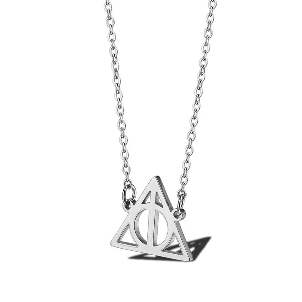 Stainless Steel Magic Themed Necklace Deathly Hallows Jewelry Charm Girlfriend Wedding Birthday Gifts for Teens Girls Women