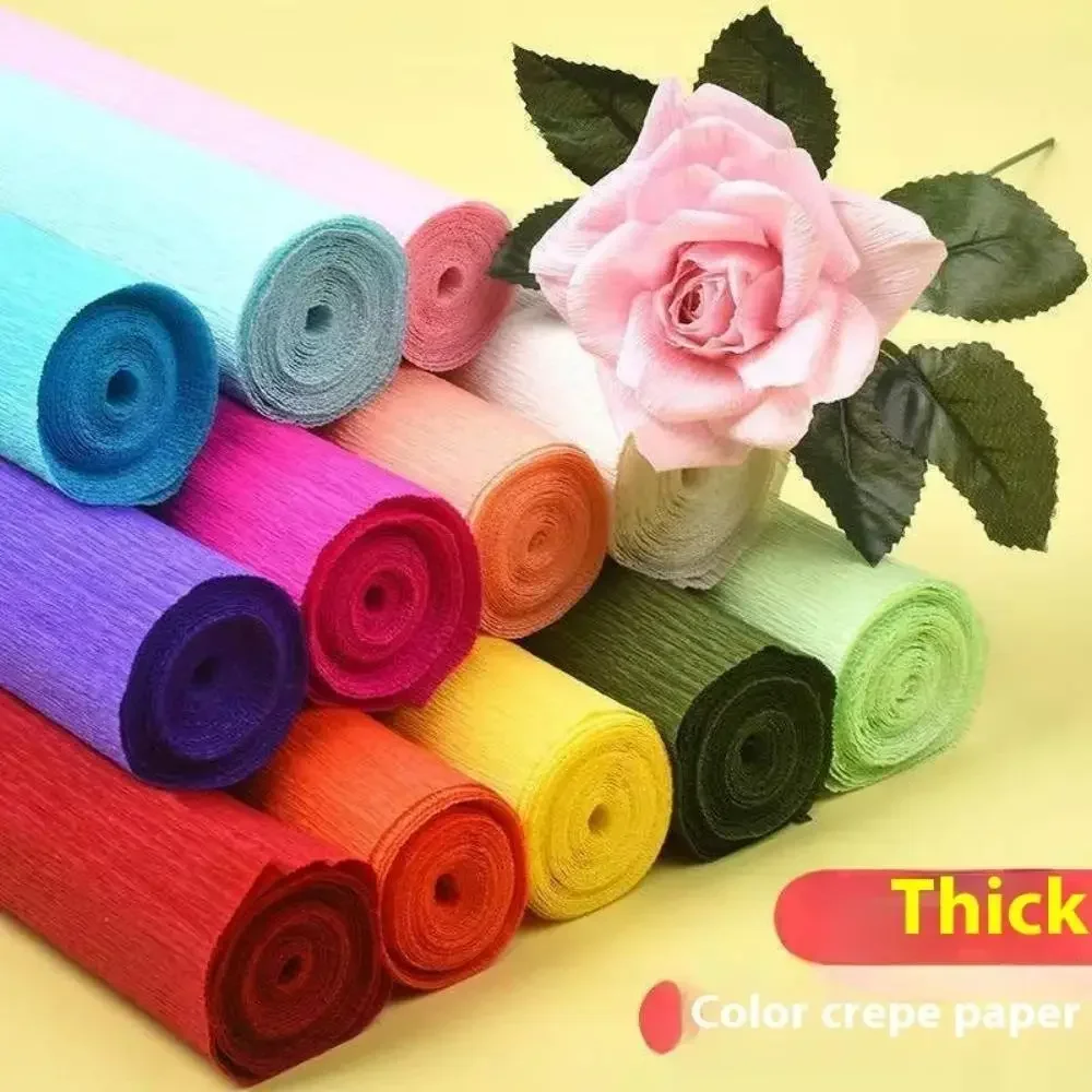 Rollo de papel crepé de colores para decoración de fiestas, suministros de papelería de primera calidad para manualidades de flores, bodas, cumpleaños, 1 piezas