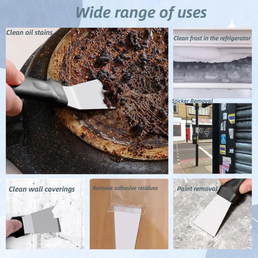 2 قطعة مكشطة التنظيف للأفران مواقد التعريفي الفرن الفولاذ المقاوم للصدأ متعدد المطبخ مكشطة مع 3 قطعة الفولاذ المقاوم للصدأ النحاس النايلون #6