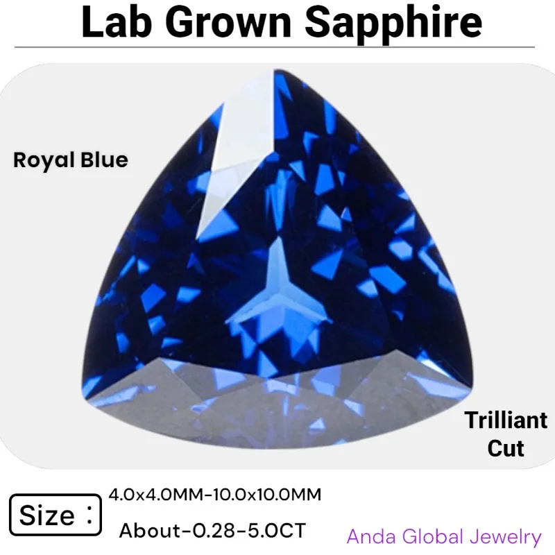

Lab Grown Sapphire Royal Blue Color Trilliant Cut AAA+Clarity Gems For Jewelry Setting&Custom Design Selectable AGL Certificate