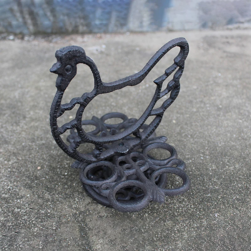 Cast Iron Brown Hen Egg Holder Stand for 8 Eggs - Retro Creative Furnishing Kitchen Craft Commemorative Gift Home Decor Hot Sale