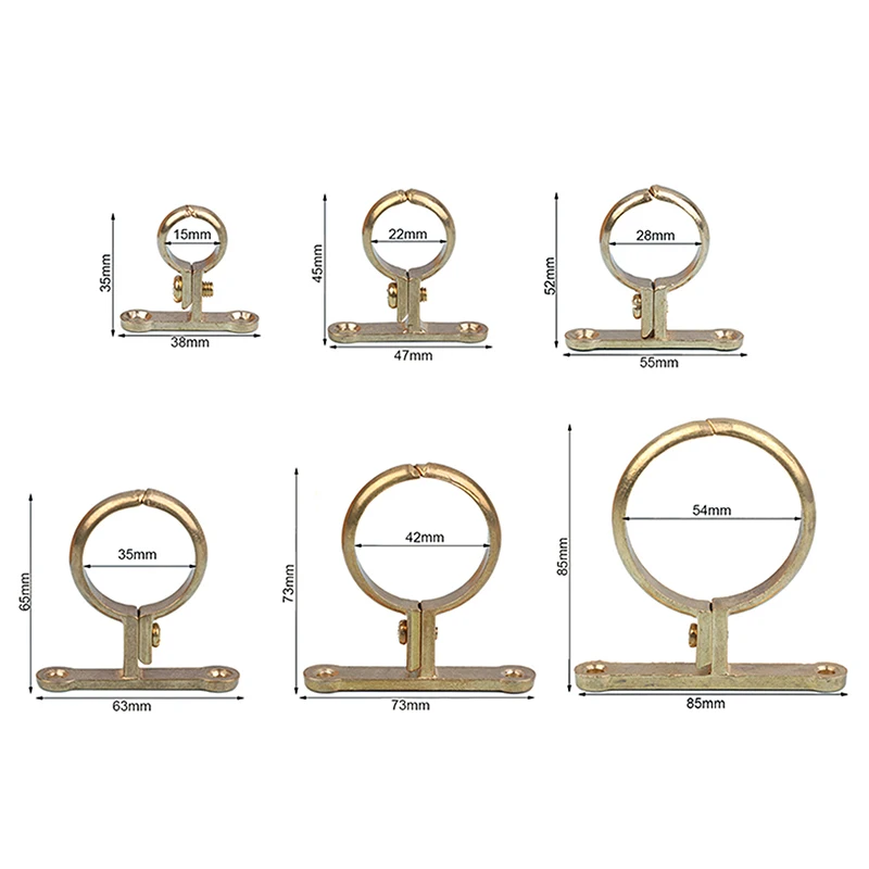 B*1PCS Fit 15 22 28 35 42 54MM OD Brass Pipe Clip Wall Mounted Pipe Support Bracket Clip Support Fixed Plumbing Water With Base