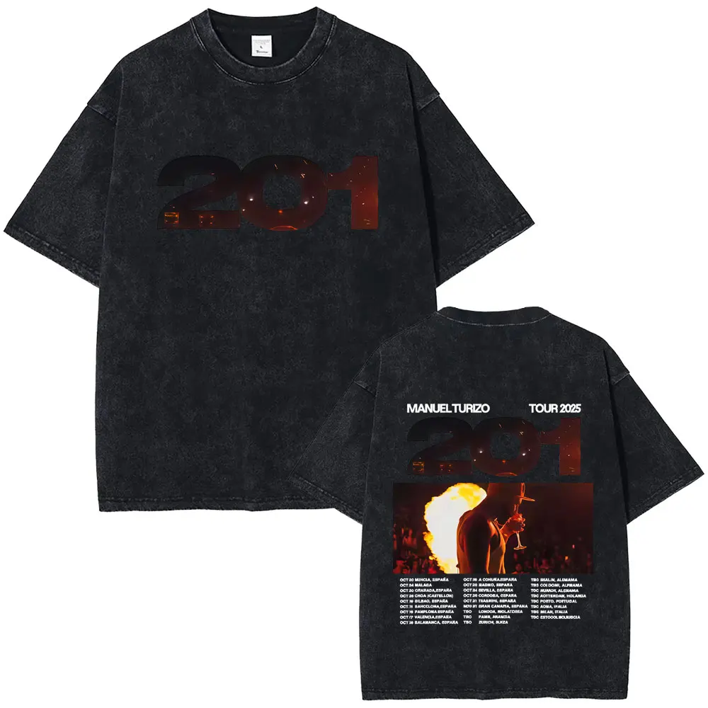 

Vintage Wasehd Manuel Turizo 201 Tour 2025 T-shirt Male Casual Cotton Tshirt Men Women Fashion Hip Hop Oversized T Shirts Tops