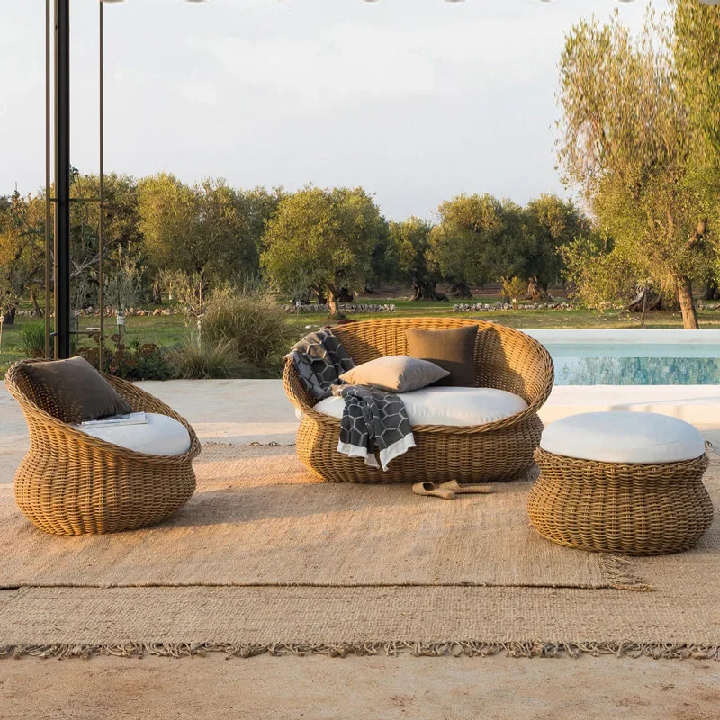 

Rattan sofa Outdoor leisure courtyard Indoor meeting guests Balcony Terrace Scenic spot Villa Office combination furniture