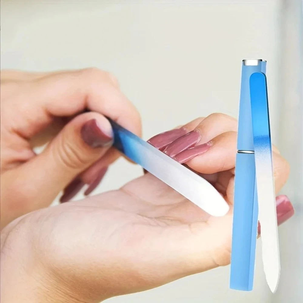 

1Pc Durable Glass Nail Files Gradient Color Handle Dual-sided Nail Sanding Polishing Professional Manicure Accessories Tools