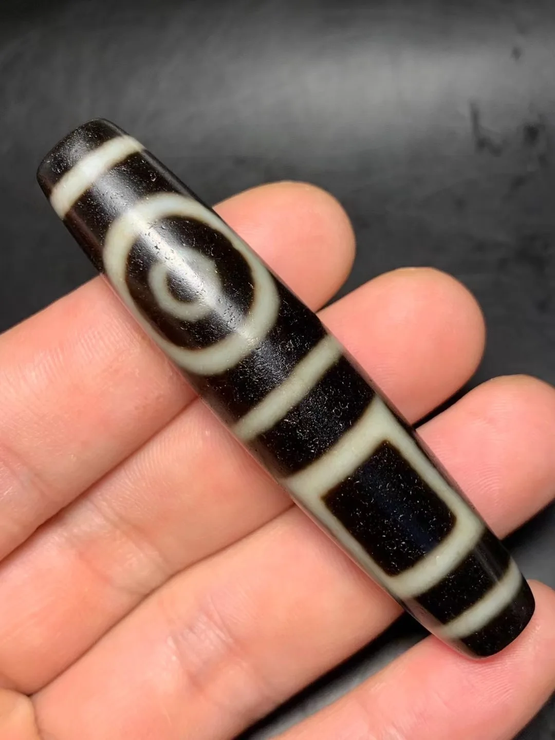 

Treasure Magic Power Tibetan Old Agate Oily Patina Double Heaven&Earth Long dZi Bead Pendant Timestown RPL230601nbv