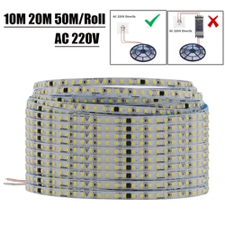 10M 20M 50M/rollo AC 220V 240V tira de LED sin necesidad de controlador IP44 3000K 4000K 6000K 2835 120Leds/M cinta de luz de cuerda de cinta Flexible