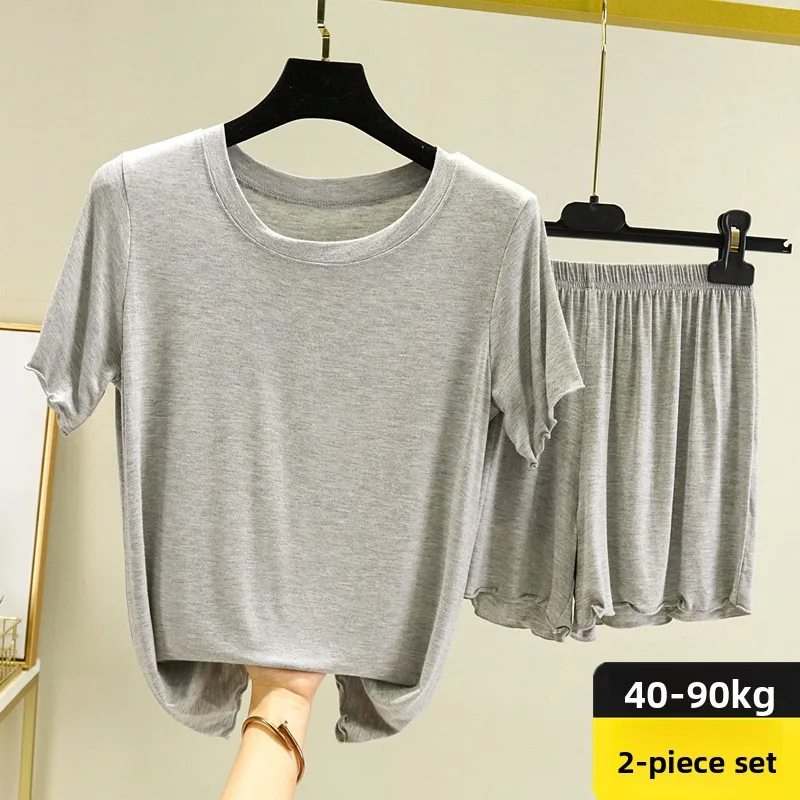 

Modal Short Sleeve Shorts Women's Summer Loose Sleepwear Casual Thin Home Clothes Two-Piece Set Can Be Worn outside Cotton Fa...