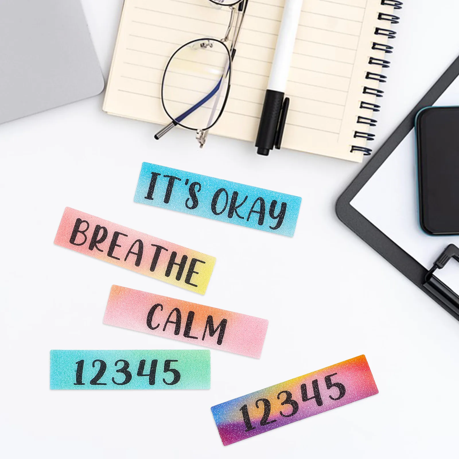 10Pcs Calming Sensory Strips Self Adhesive Paper Stress Relief Stickers for Phone Back Desk Wall Laptop Bottles Calm Stickers