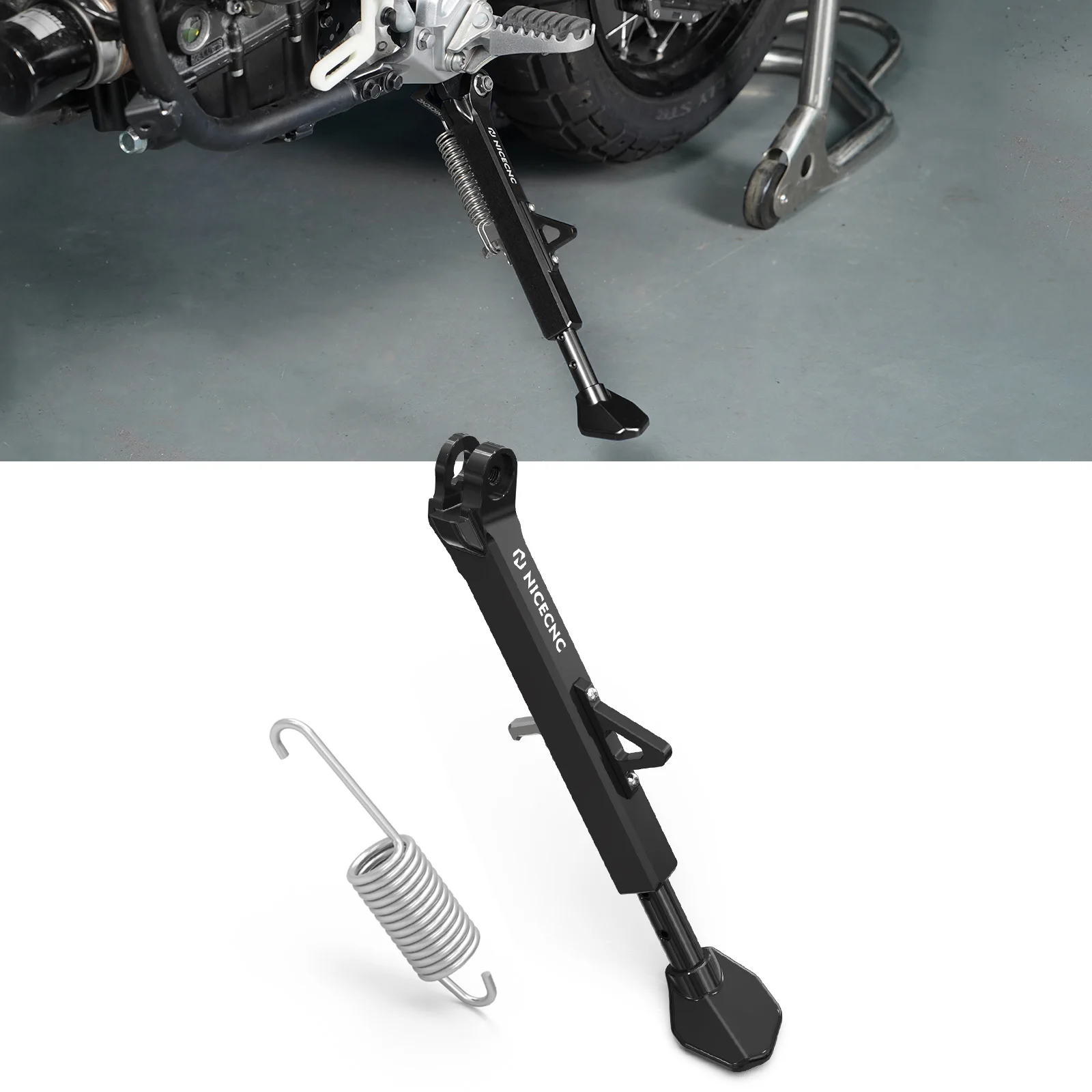 Suporte lateral de estacionamento kickstand 25-50mm ajustável para yamaha tenere 700 xtz700 xtz 700 2019-2024 2023 tenere700 rally 2020-2024