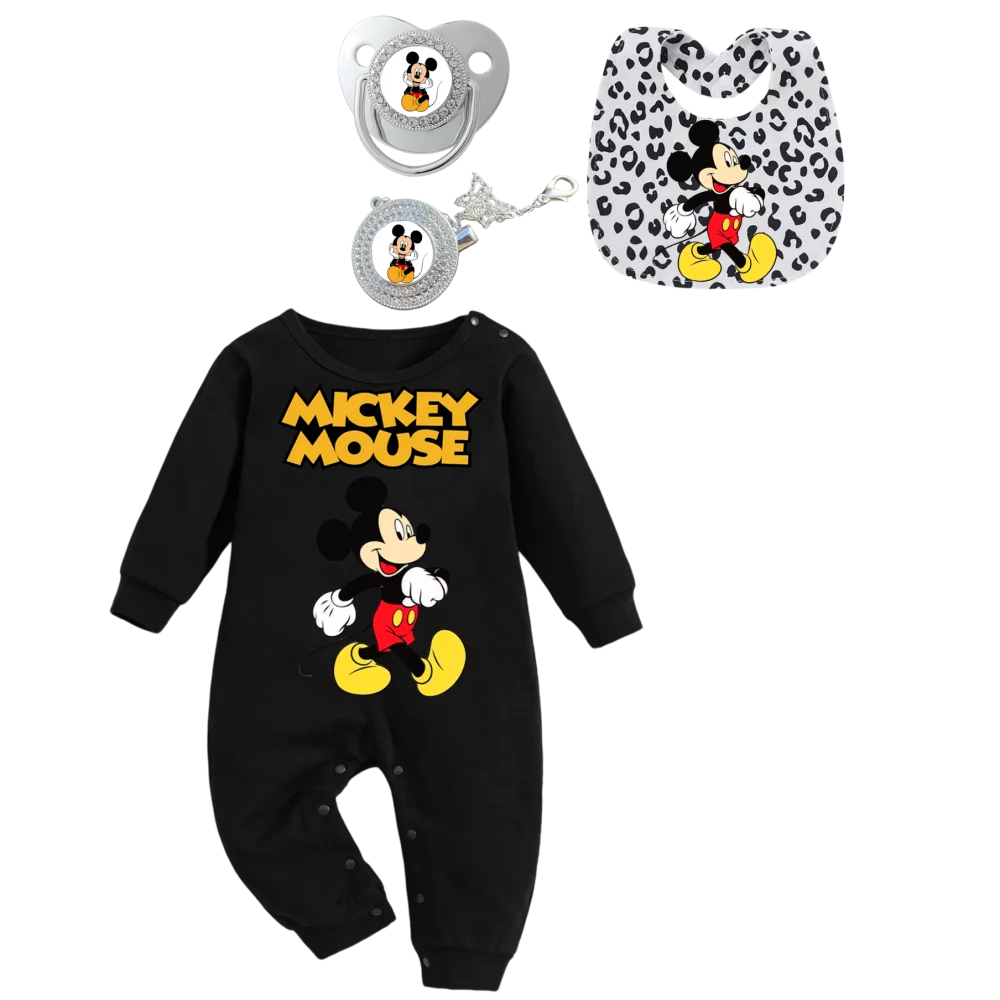 4 buah/set celemek bayi katun, dot bayi, penjepit puting, baju merangkak bayi lengan panjang, set kain sendawa bayi baru lahir