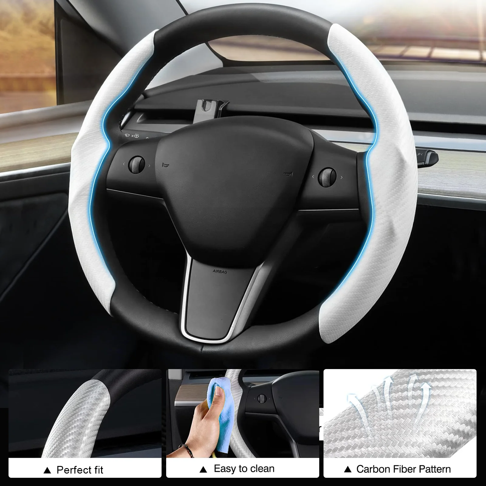 

For Tesla Model Y Juniper 2025 Car Steering Wheel Cover Model 3 Highland 2024 Model 3/Y 2016-2025