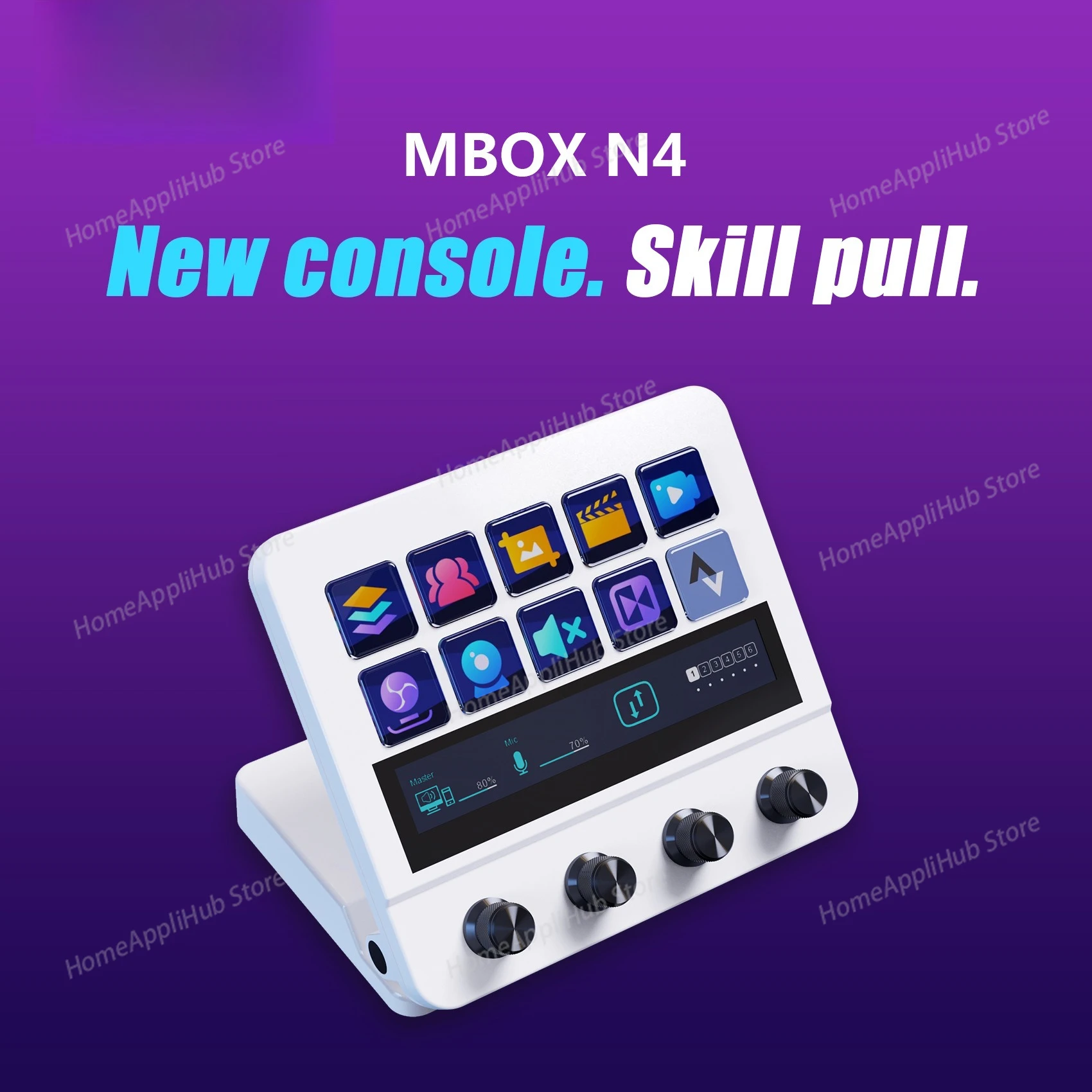 N4 Visual Macro Keyboard Desktop Revolution Streaming Console Hub 10-Key Quad-Dial Interface Touch Strip Dual USB-C & USB-A