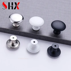 Simple Wardrobe Cabinet Round Stainless Steel Drawer Handle European Mushroom Type Porcelain White Black Single Hole Handle