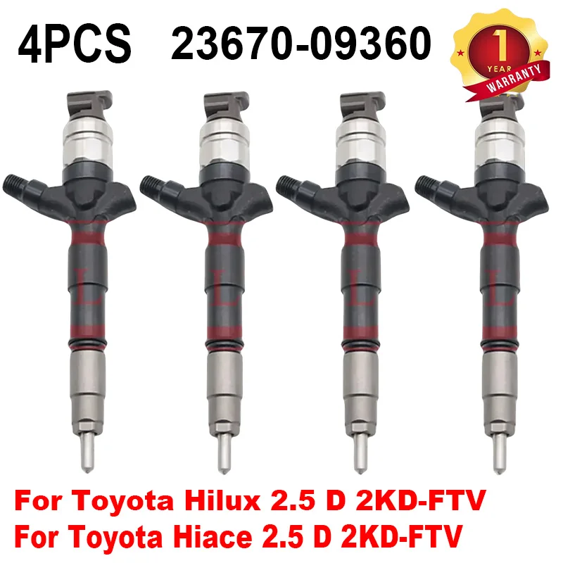 

4Pcs 2KD-FTV 23670-09360 For DENSO Injection Diesel For TOYOTA HILUX 2367009360 23670 09360 HIACE V2.5 D4D