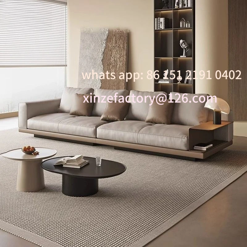 

Customizable leather sofa light luxury Italian minimalist large flat living room sofa modern first floor small apartment cowh