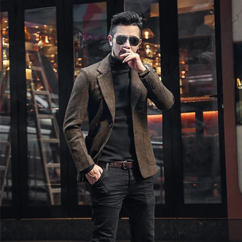 

Slim Fit Classic Lapel Suit Men Jacket Herringbone Bestseller Fall/Winter Business Formal Blazer Vintage Customizable Men's Wea