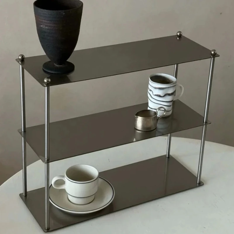 Minimalist Storage Holders Nordic Modern Metal Racks Movable Multifunctional Desk Organizer Shelf Household Three Layers Rack