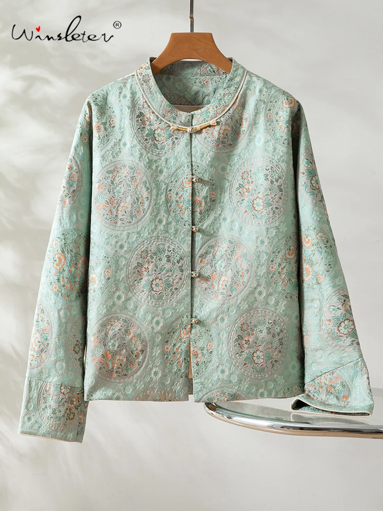 

Шелковое пальто Winsleter из 100% натурального шелка с узором «Сонг», элегантное, с круглым вырезом и цветочным принтом, женское, в новом китайском стиле, шикарное, свободного кроя, весна 2026, C62235CC