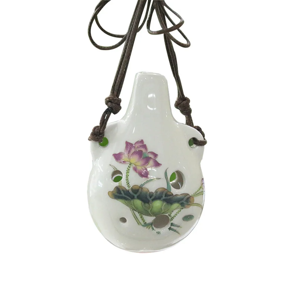 Beginner 6-Hole Ocarina Flower Modeling Practice Ocarina Instrument for Premium Ceramic Material Easy to Play Beautiful