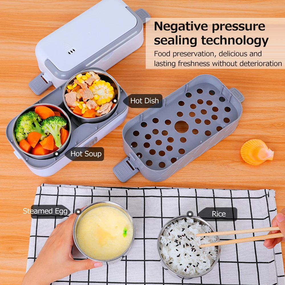 

Double Layer Electric Lunch Box Portable Insulated Bento with Heating for Office Workers Hot Vegetable Cooking Pluggable Hot Box