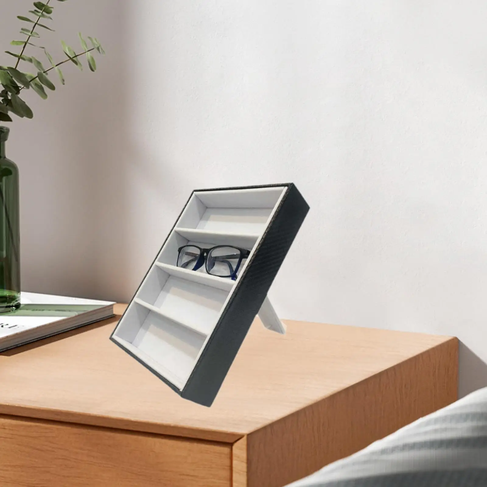 

Eyeglasses Display Case with Stand Stylish PU Leather Sunglasses Jewelry