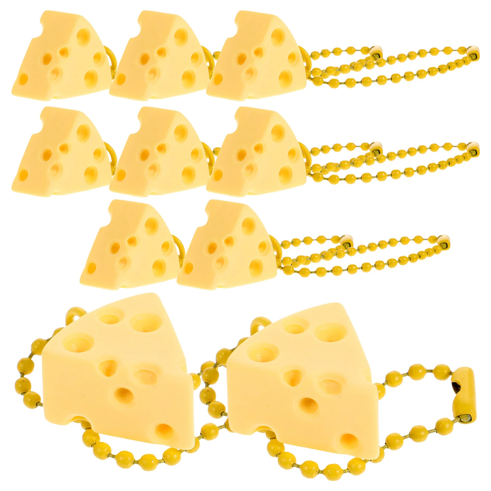 10 Pcs Cheese Ornaments Food Charms Triangle Cheesecake Figurines Yellow Fake Key Holder Keychain Pendant for Handbag