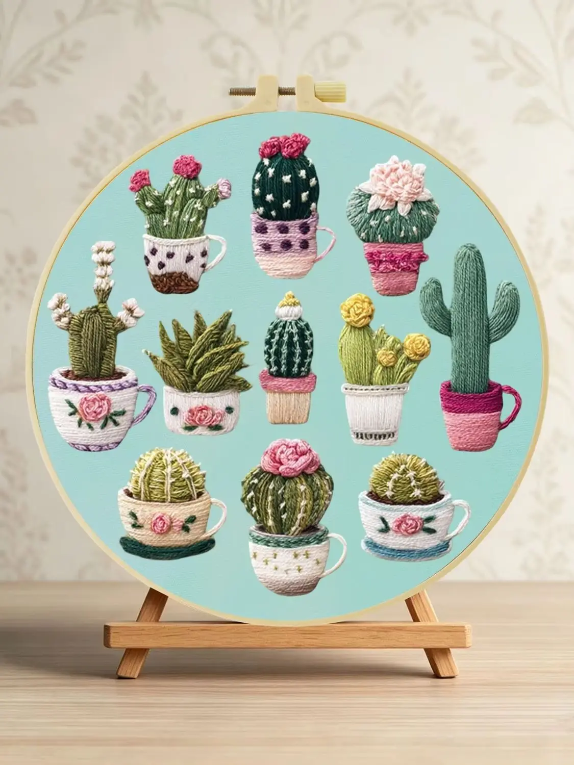 1 Stück DIY Stickerei-Material-Set für Anfänger, Stickerei-Starter-Kit, Kreuzstich-Kunst als Geschenk, Näh- und Bastelzubehör – Detail 1