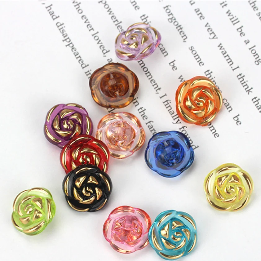 

30 Pcs Acrylic Rose Flower Buttons Shirt Sweaters Buttons Sewing Accessories DIY Crafts