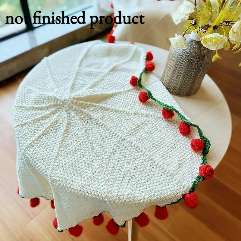 1Set Rose Bouquet Blanket, Handmade Crochet Throw for Valentine's Day Birthday Gift, Soft Knitted Sofa Cover for Couple