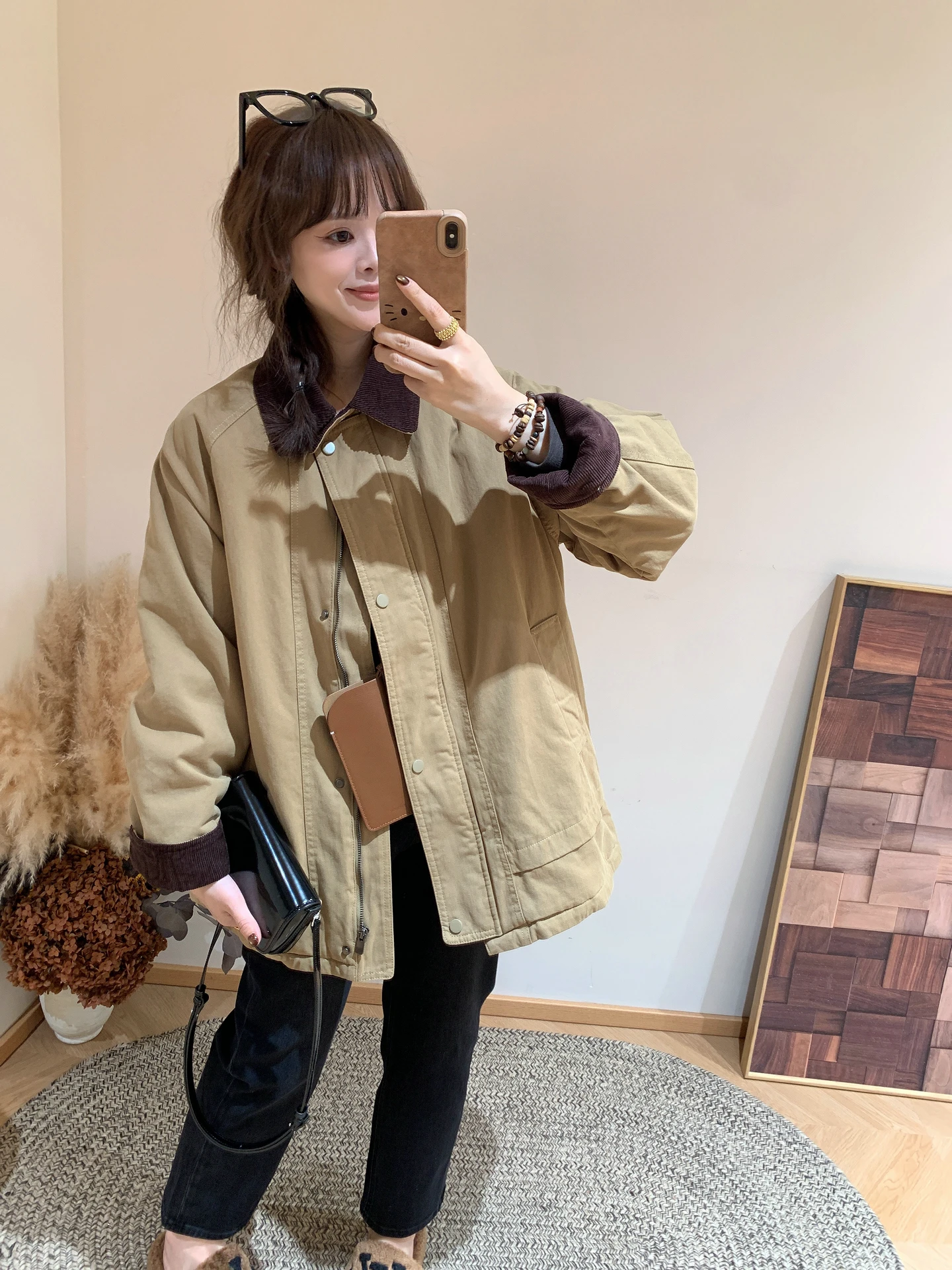 

Женская зимняя парка из утепленного хлопка, свободного кроя, длинная, для работы, с воротником, на одной пуговице