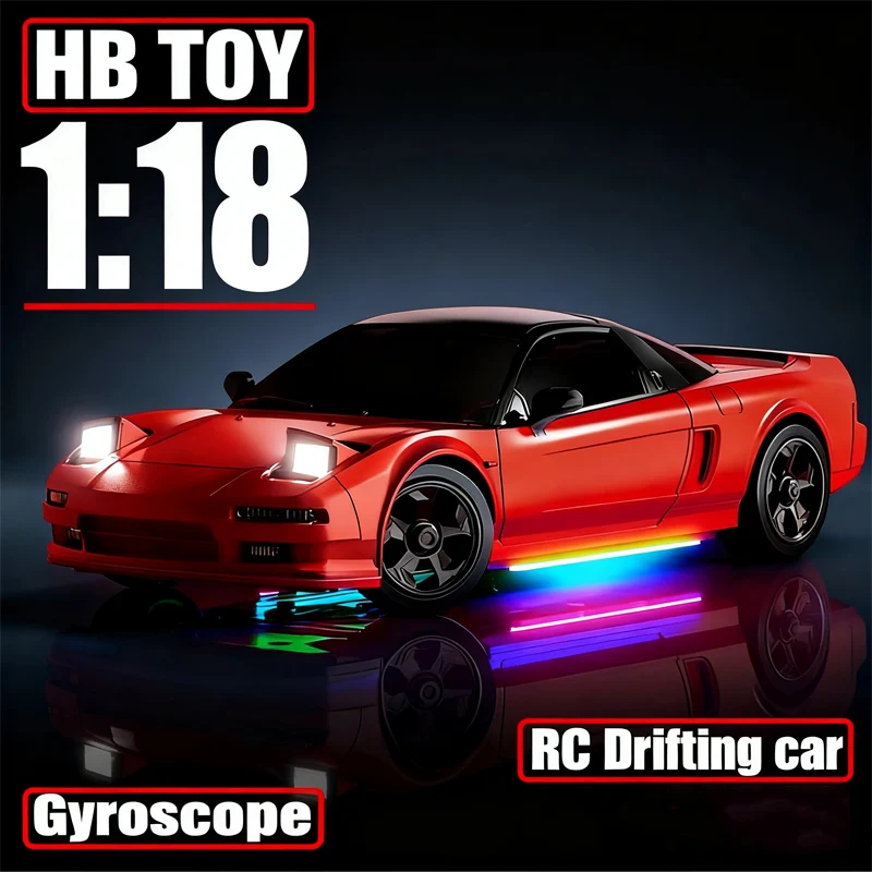 

HB TOY Rc Car 1:18 RTR RC Drift Car with Gyro 2.4G Remote Control LED Lights 4WD Racing Buggy Model Vehicle Birthday Gifts