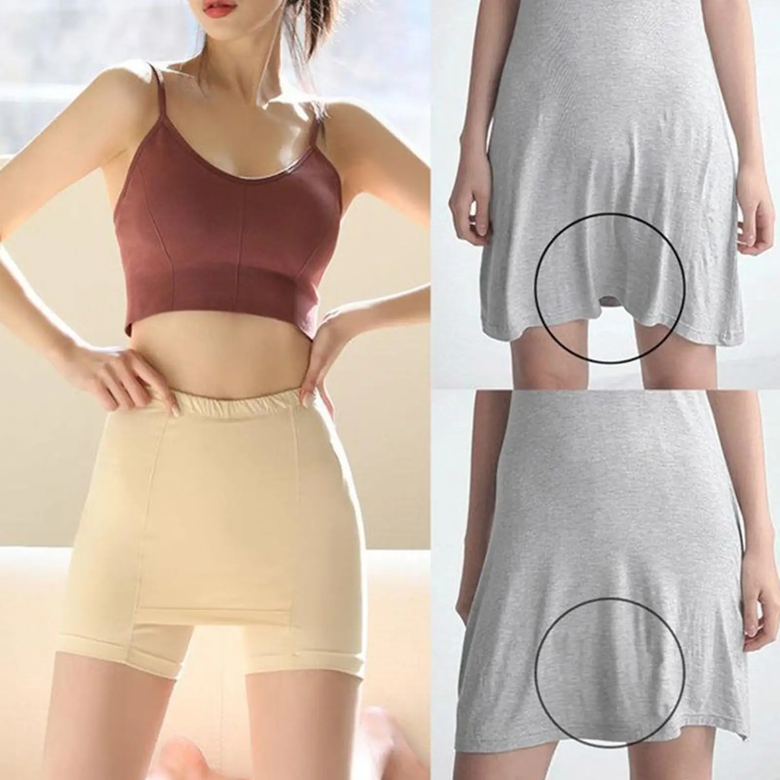 Double Layer Safety Pants Crotch Blocking Large Size Anti Glare Summer Slim Leggings Comfortable Fit