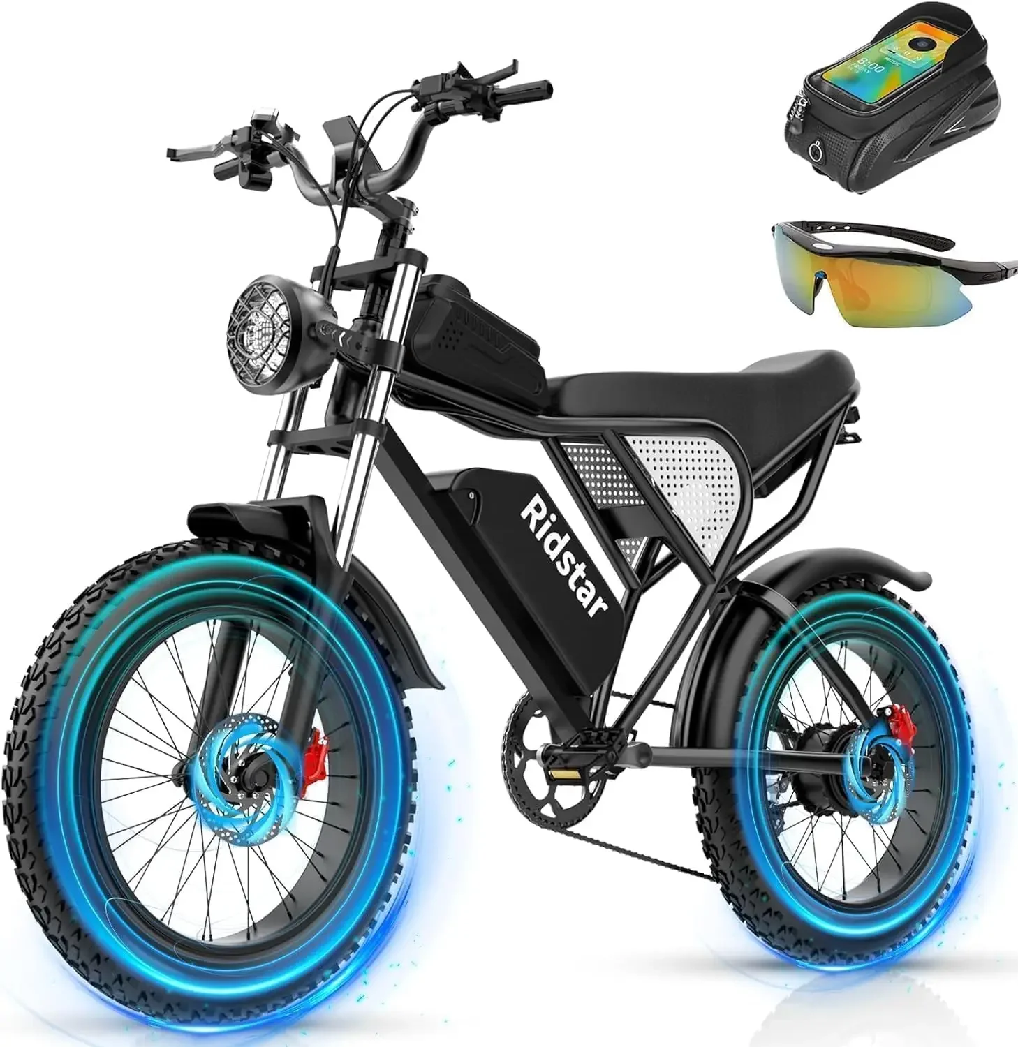 Bike for Adults Q20, 2000/1500W, 37/30MPH,52V 40AH,48V/20AH E-Bike,30-180 Miles Electric Motorcycle, 20