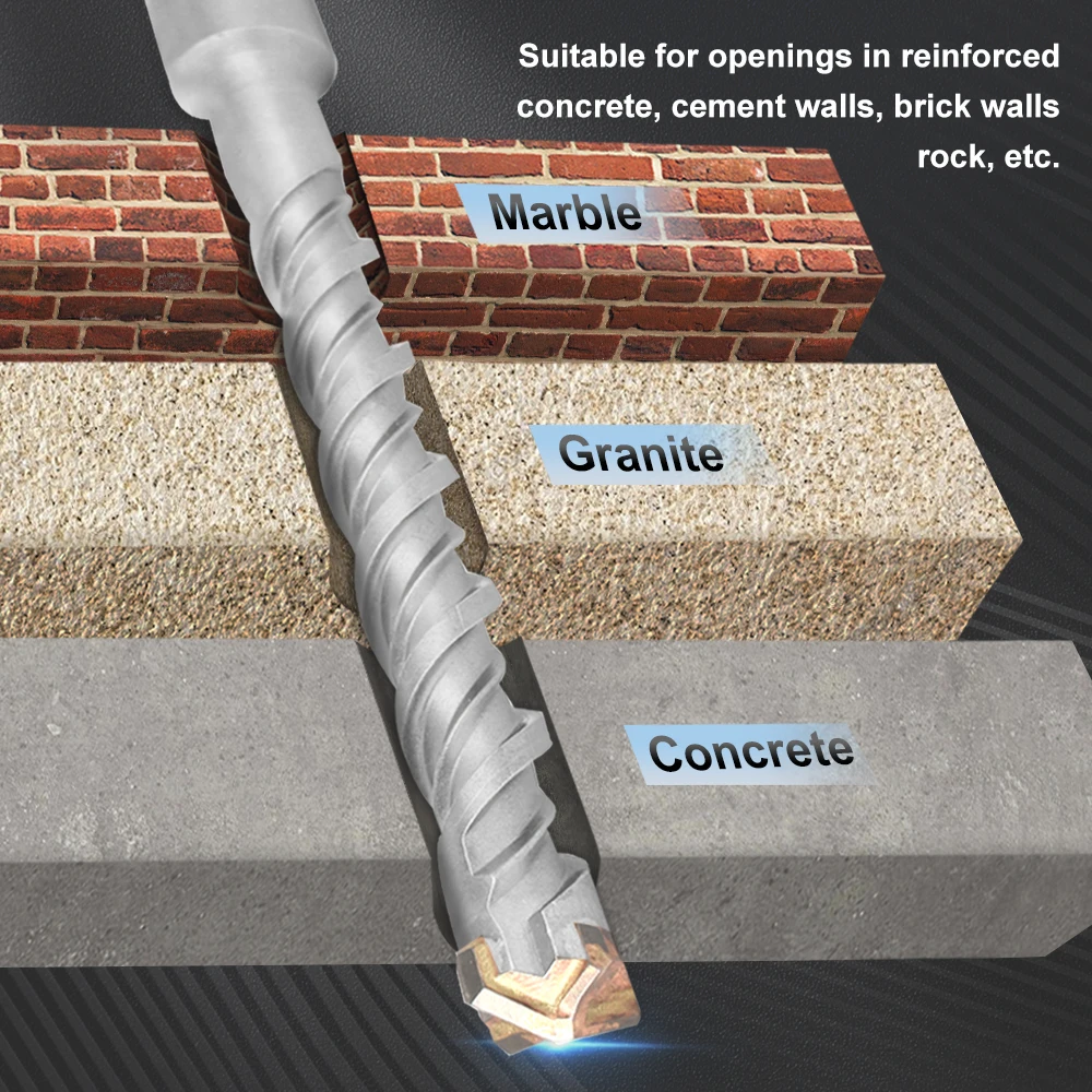 Высококачественные Строительные сверла для бетона, поперечные наконечники, 4 резака, 280 мм-400 мм, настенный кирпичный блок, электрический молоток, сверла для кирпичной кладки