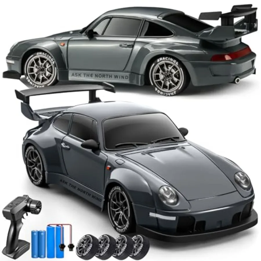 

RC Drift Car, 1:24 Scale Remote Control Vehicle with LED Lights, Drifting Tires＆Two Batteries, Racing Sports Toy Idea Gift for
