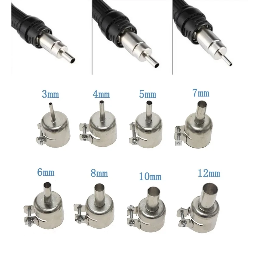 Universal Hot Air Nozzle 3-12mm For 852D 898 Soldering Heat Gun Air Soldering Welding Round Nozzles Tool