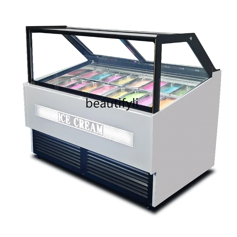 Asmt42 Vetrina per gelato commerciale con taglio spesso, vetrina congelata per yogurt fritto, raffreddata ad aria, senza gelo