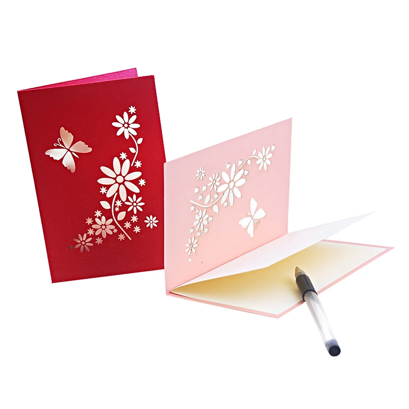 3D Pop Up Greeting Card for All Occasions, Thank You Cards, Butterfly Flowers, Birthday Gift, Postcard, Condolence Card