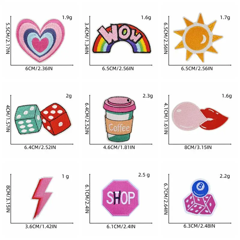 10PCS Wholesale Heart Letter Patches On Clothes Cartoon Embroidered Patch for Clothes DIY Iron On Patches For Clothing Sew Badge